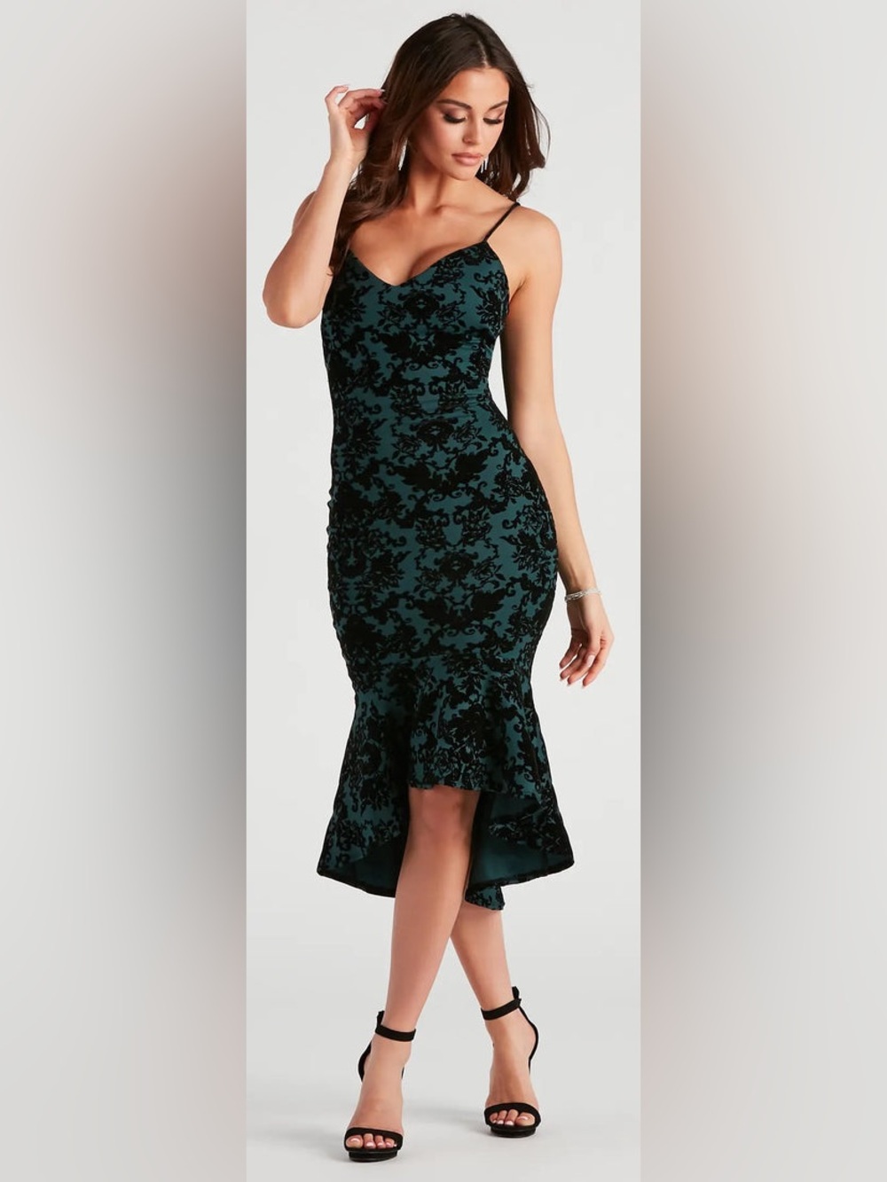 Windsor - in the garden floral velvet midi dress